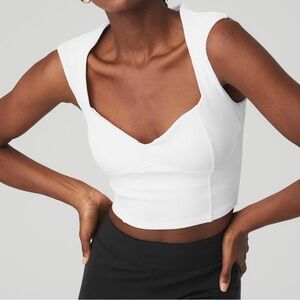 Alo Yoga | BURNT ORANGE ribbed sweatheart short sleeve crop top